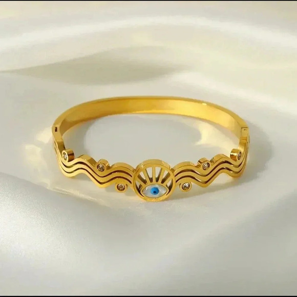 Evil Eye Stainless Steel Bracelet Bangle - Picture 1 of 4